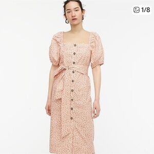 J Crew Leopard cotton Print Puff Sleeve Dress XS